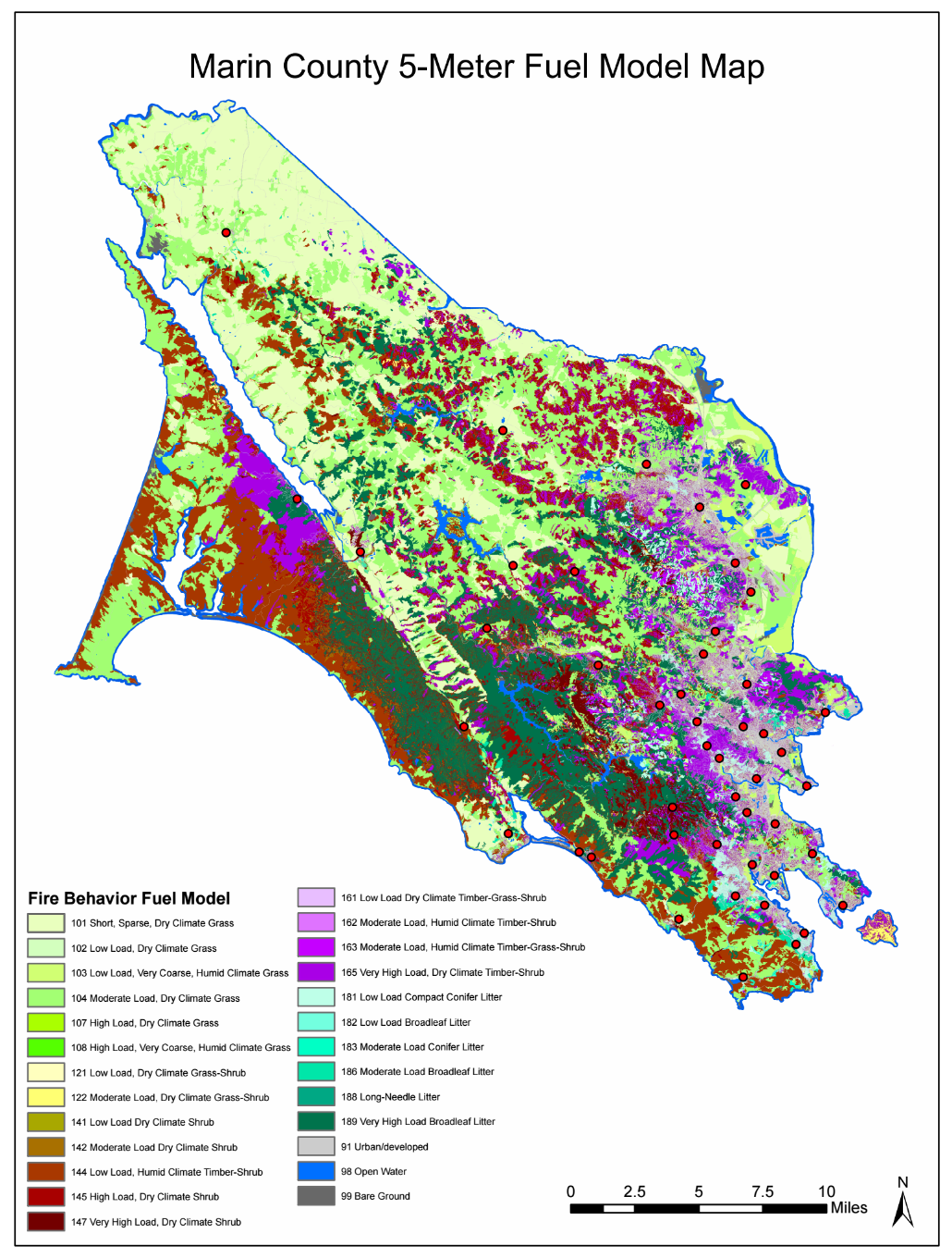High-Resolution 5m Fuel Model Map for Marin County