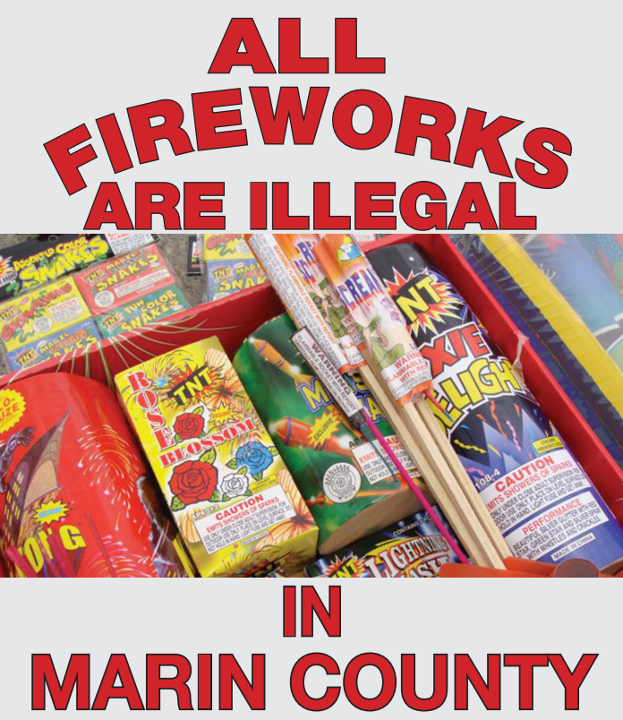 Happy 4th of July!  REMEMBER – ALL FIREWORKS ARE ILLEGAL IN MARIN!