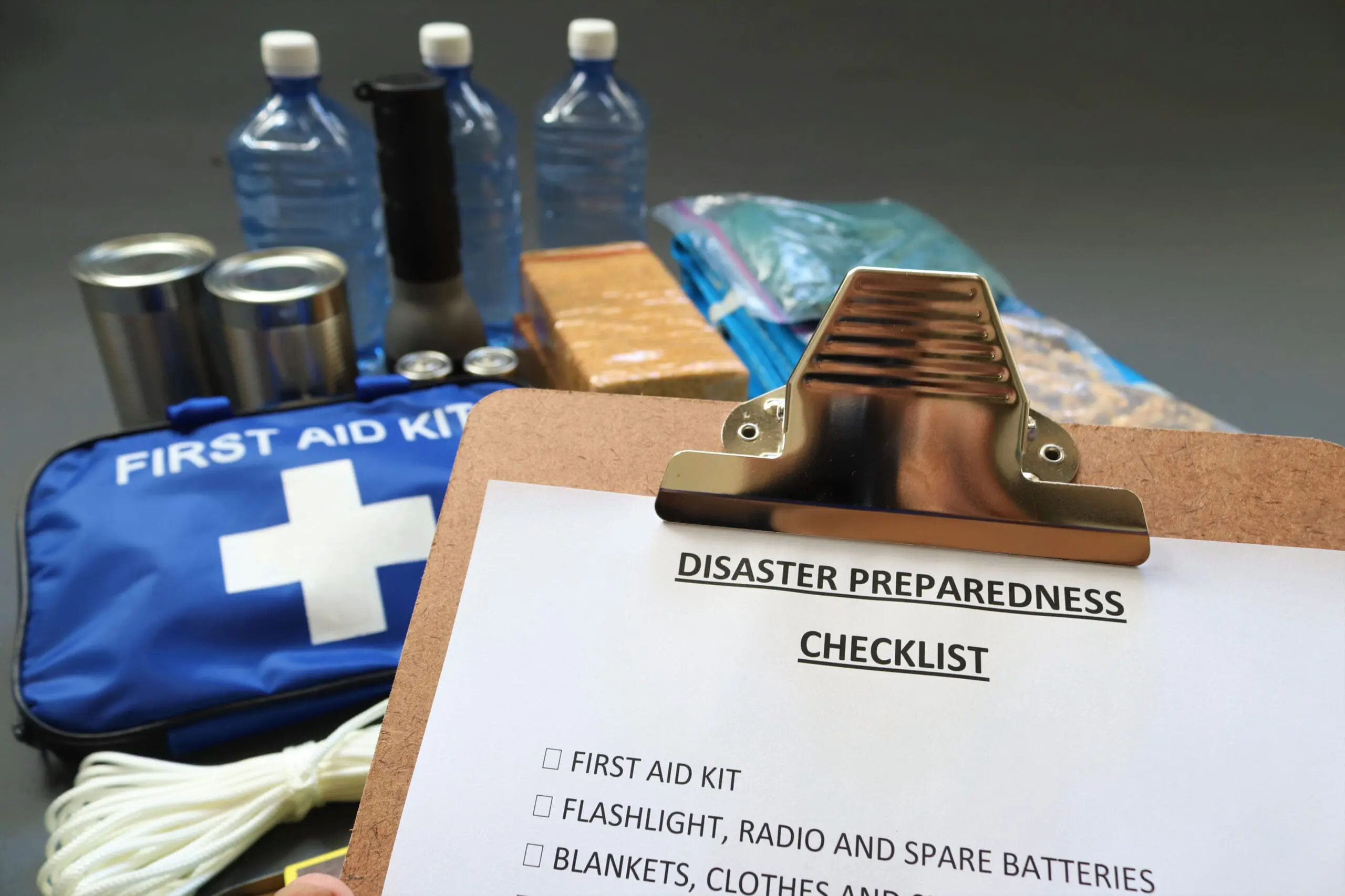 Disaster,Preparedness,Checklist,On,A,Clipboard,With,Disaster,Relief,Items