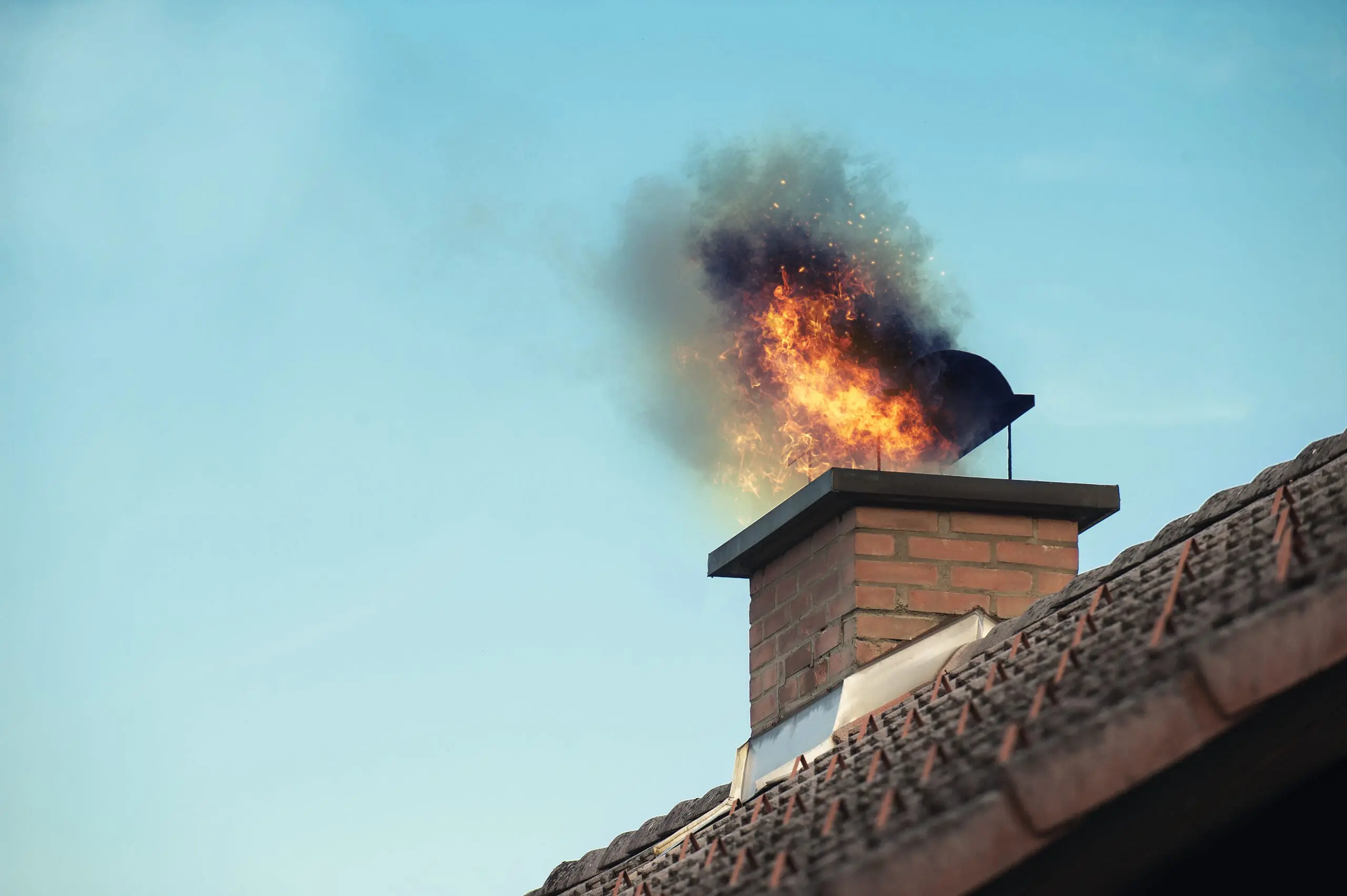 Chimney,With,Fire,Coming,Out
