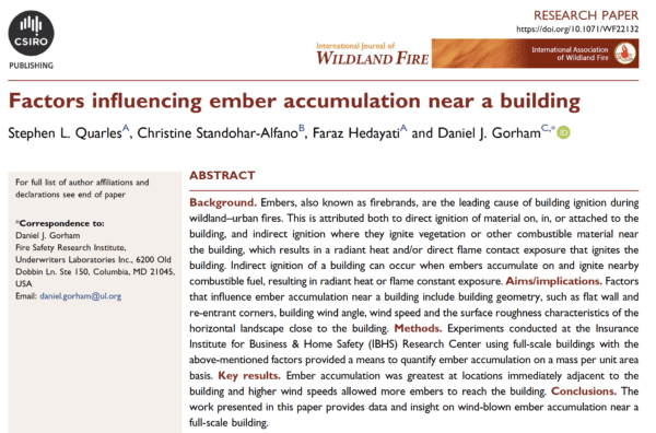 Factors Influencing Ember Accumulation Near a Building